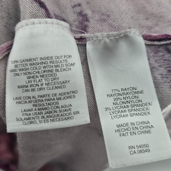 Jones New York Purple Floral Rayon/Nylon/Spandex Short Sleeved Shirt 3x - Picture 7 of 8